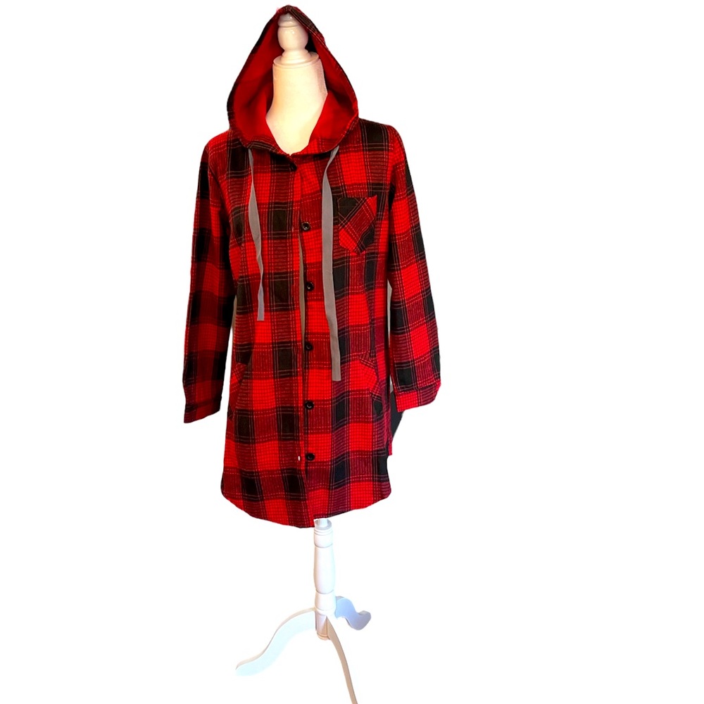Grace Karin Grid Curved Hem Hooded